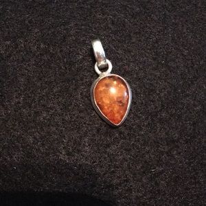 Vintage Sterling Amber Pendant